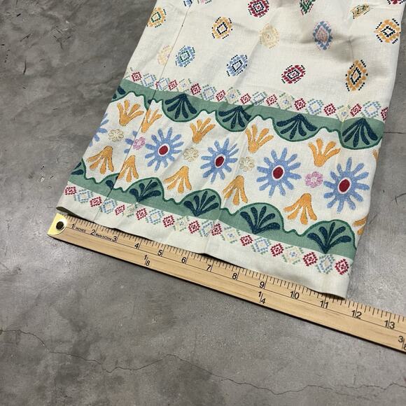 Maison D'Amelie Wide Leg Pants Women Aztec Pattern Full Length Size Medium Linen - Picture 2 of 8